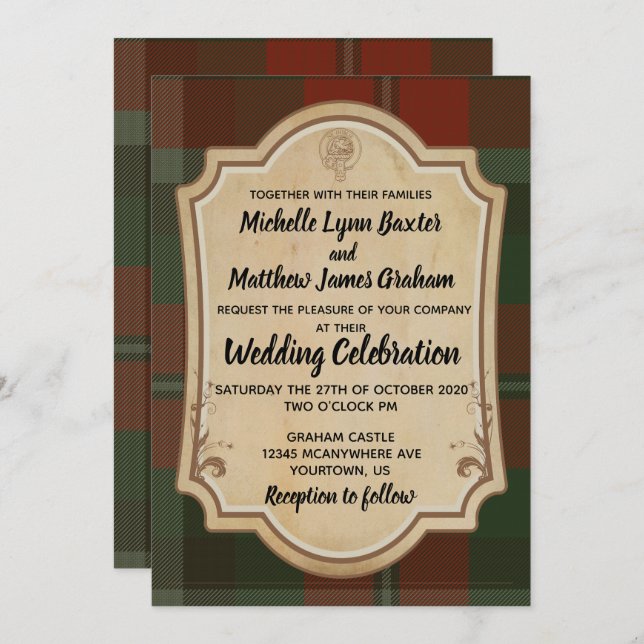 Graham Tartan Wedding Invitation (Front/Back)