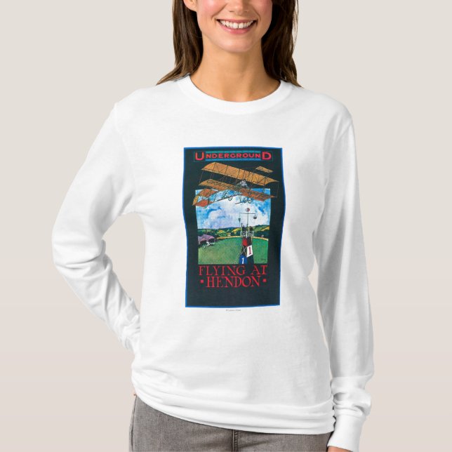 Grahame-White And Plane over Aerodrome Poster T-Shirt (Front)