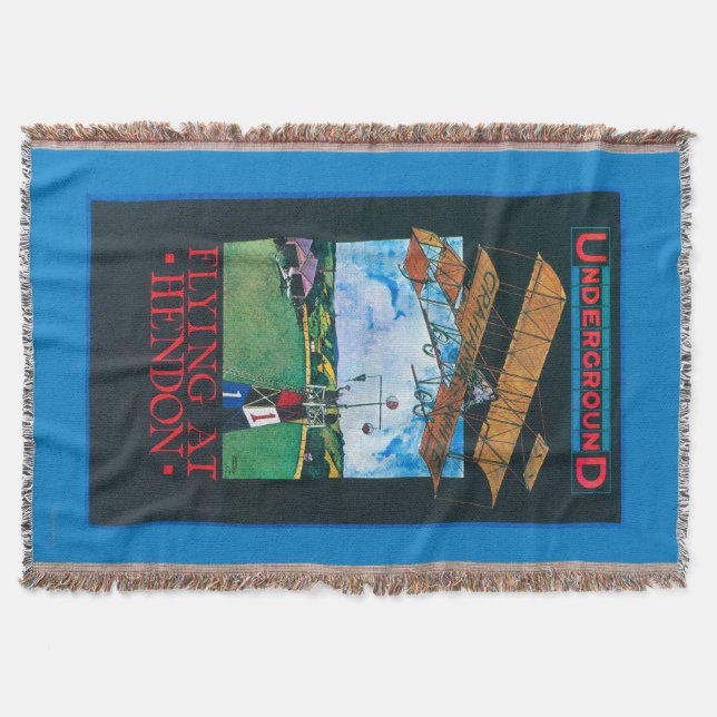 Grahame-White And Plane over Aerodrome Poster Throw Blanket (Front)