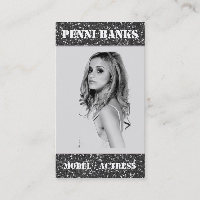 Grahpite Glitter Model Actress Business Cards (Front)