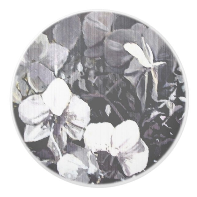 Grain Black & White Orchid Ceramic Knob (Front)