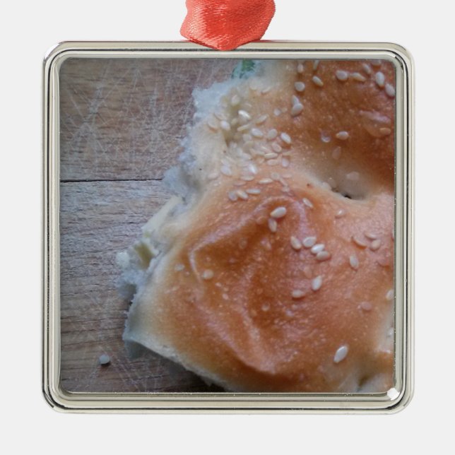 Grain Bread on Wooden Shelf, Healthy Food, Rolls Metal Tree Decoration (Front)