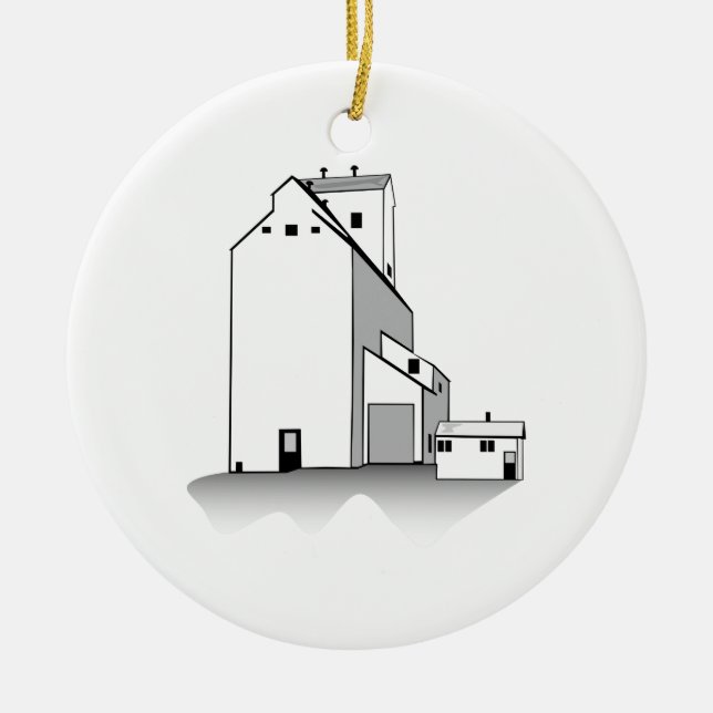 Grain Elevator Ceramic Tree Decoration (Front)