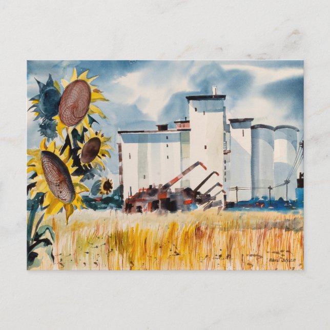 Grain Elevator, Kansas | Robert Johnson Postcard (Front)