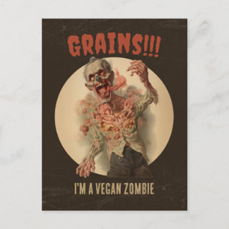 Grains I'm A Vegan Zombie Funny Vintage Horror Postcard