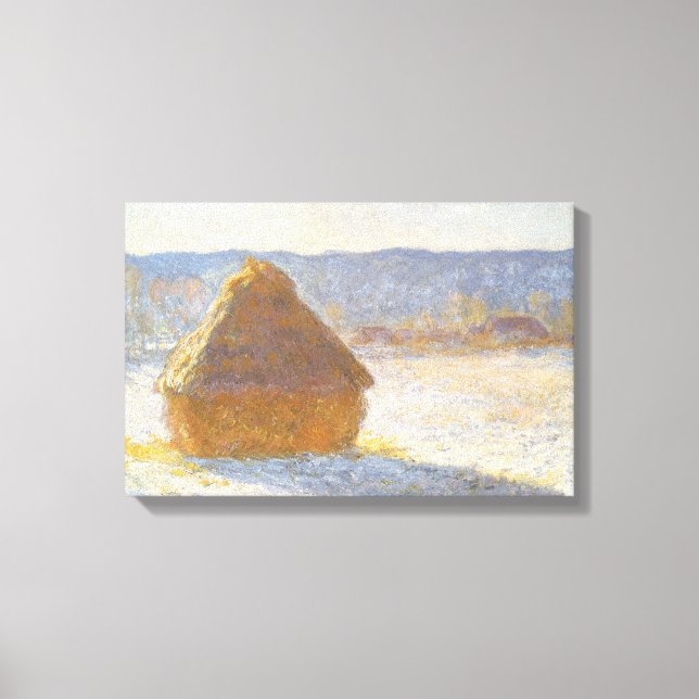 Grainstack in Morning, Snow Effect by Claude Monet Canvas Print (Front)