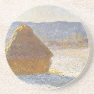 Grainstack in Morning, Snow Effect by Claude Monet Coaster
