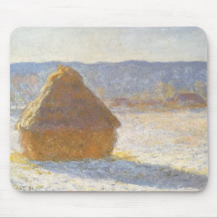 Grainstack in Morning, Snow Effect by Claude Monet Mouse Pad