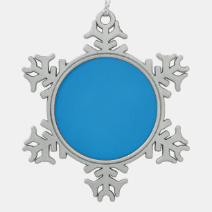 Grainy Bright Blue Background Snowflake Pewter Christmas Ornament