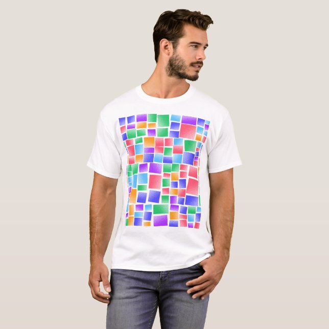 Grainy Colourful Rectangle Patterns T-Shirt (Front Full)