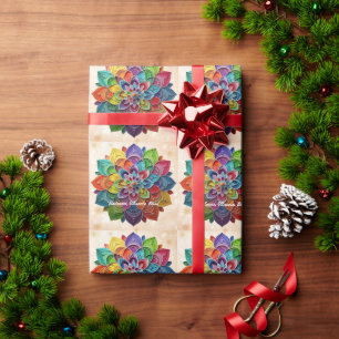 "Grainy Rainbow Mandala" Wrapping Paper