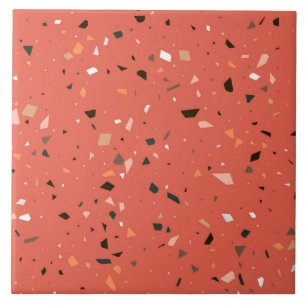 Grainy red terrazzo texture seamless pattern  tile