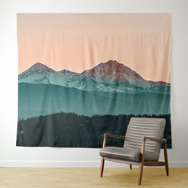 Grainy Sunset Mountain View // Orange Skies Tapestry (In Situ (Horizontal))