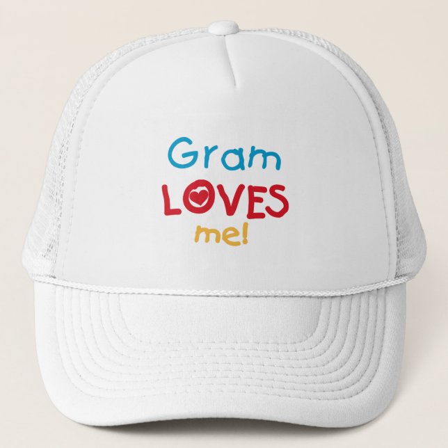 Gram Loves Me T-shirts and Gifts Trucker Hat (Front)