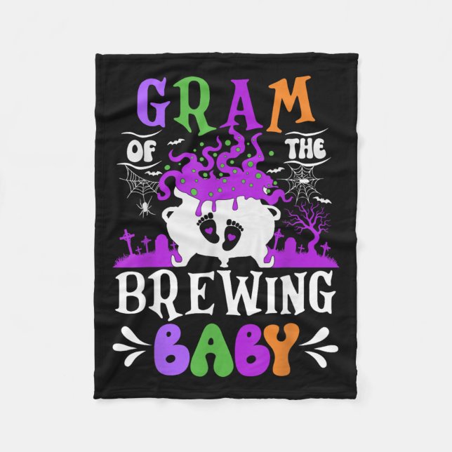 Gram Of The Brewing Baby Grandma To Be Halloween  Fleece Blanket (Front)