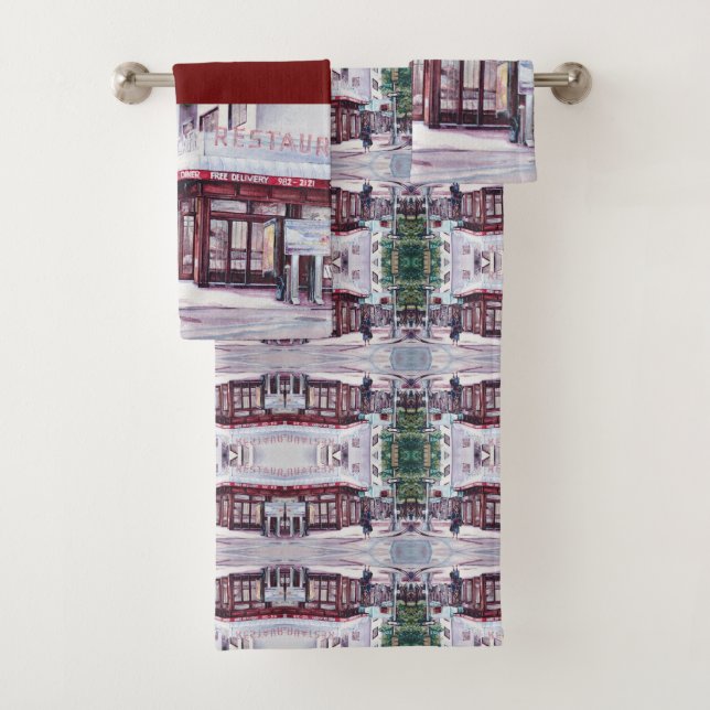 Gramercy Coffee Corner Bath Towel Set (Insitu)