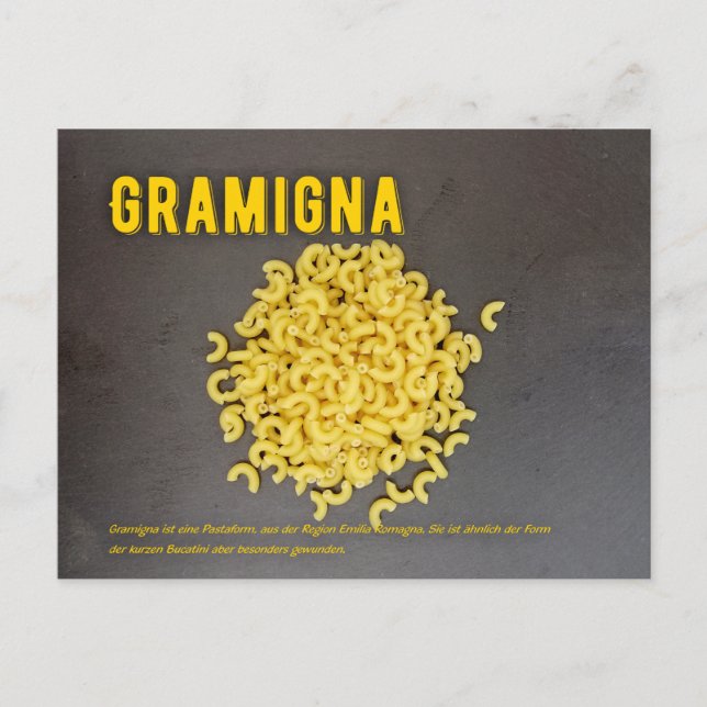 Gramigna Italian restaurant recipe Postcard (Front)