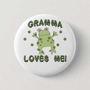 Gramma Loves Me Frog 6 Cm Round Badge