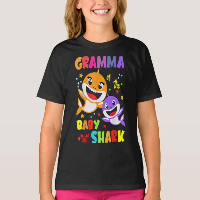 Gramma Of The Baby Shark Birthday Gramma Shark T-Shirt (Front)