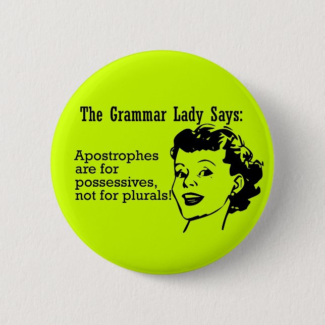 Grammar Lady Apostrophes Buttons (Front)