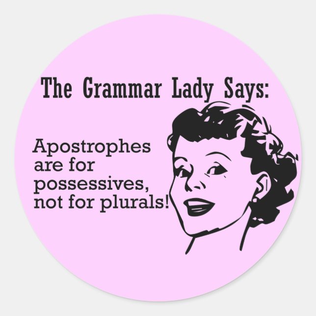 Grammar Lady Apostrophes Stickers (Front)