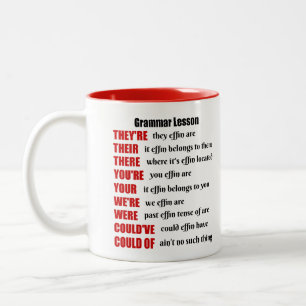 Grammar Lesson Humour They're Their There Two-Tone Coffee Mug