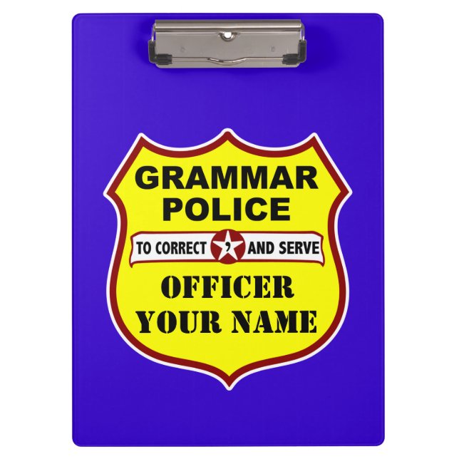 Grammar Police Customisable Clipboard (Front)