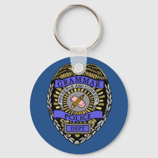 Grammar Police Dept Badge Pencil Eraser Key Ring