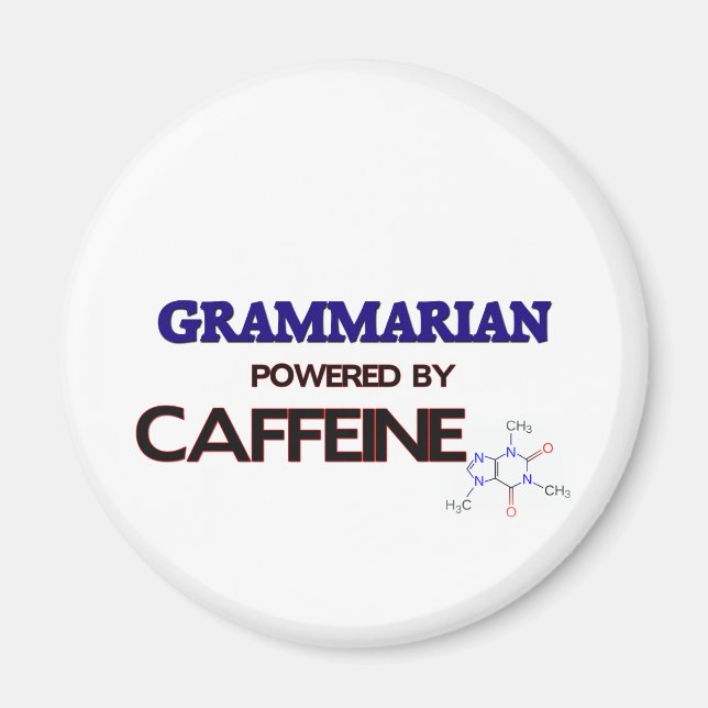 Grammarian Powered by caffeine Magnet (Front)