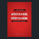 Grammarly Affect/Effect Poster<br><div class="desc">Affect is a verb,  effect is a noun.</div>