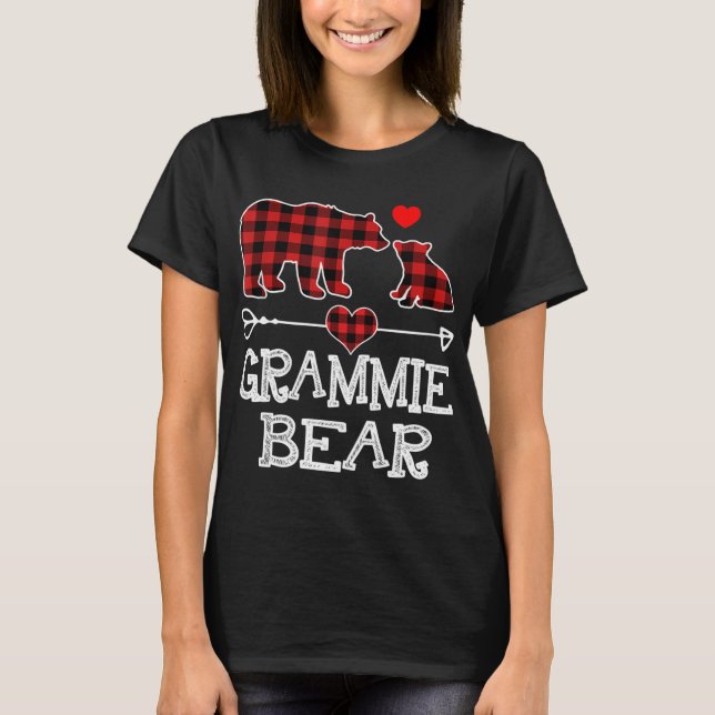 Grammie Bear Christmas Pajama Red Plaid Buffalo Fa T-Shirt (Front)
