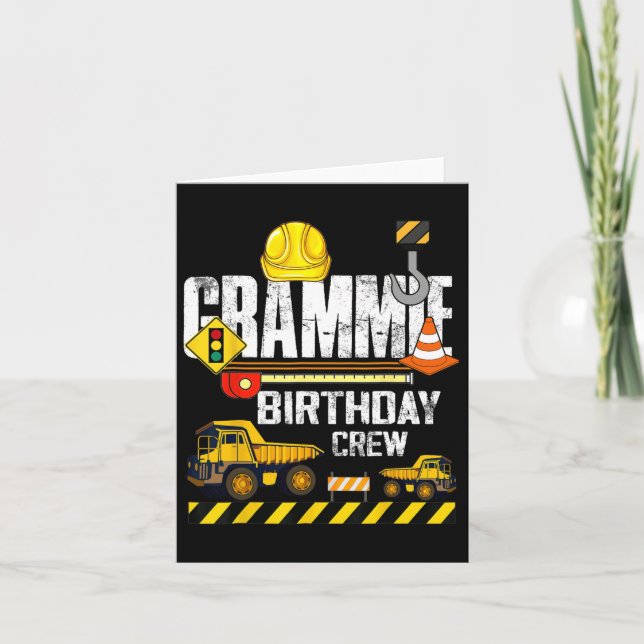 Grammie Birthday Crew Construction Excavator Party Card (Front)