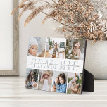 "Grammie" Grandchildren Names 7 Photo Collage Plaque<br><div class="desc">Create a sweet gift for grandma with this seven photo collage plaque. "GRAMMIE" or your grandma's preferred nickname appears in the centre in chic grey lettering,  with your custom message and grandchildren's names overlaid.</div>