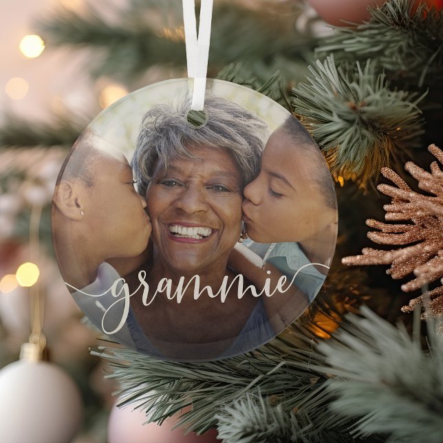 Grammie Grandma Script Overlay Glass Tree Decoration (Creator Uploaded)