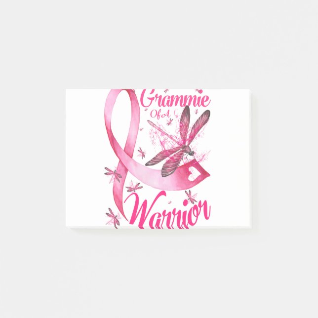 Grammie Of A Warrior Dragonfly Breast Cancer Post-it Notes (Front)