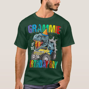 Grammie Of The Birthday Boy Monster Truck Dinosaur T-Shirt