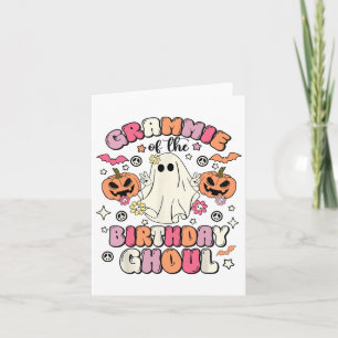 Grammie Of The Birthday Ghoul Groovy Halloween Gho Card