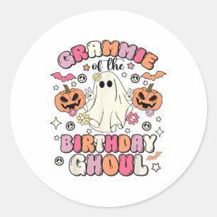 Grammie Of The Birthday Ghoul Groovy Halloween Gho Classic Round Sticker