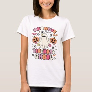 Grammie Of The Birthday Ghoul Groovy Halloween Gho T-Shirt