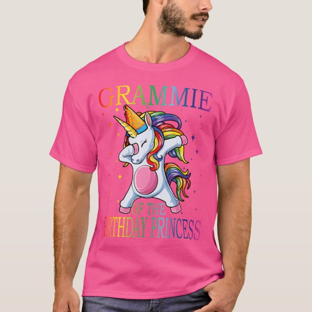 Grammie Of The Birthday Princess Unicorn T-Shirt (Front)