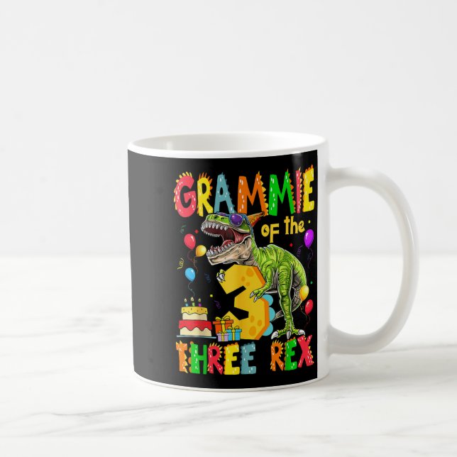 Grammie Of The Three Rex 3rd Birthday Boy Dinosaur Coffee Mug (Right)
