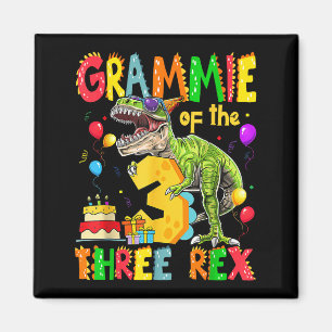 Grammie Of The Three Rex 3rd Birthday Boy Dinosaur Magnet