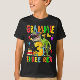 Grammie Of The Three Rex 3rd Birthday Boy Dinosaur T-Shirt