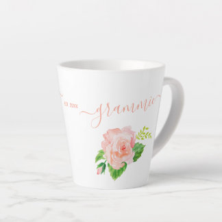 Grammie Watercolor Rose Peach Coral Pink Latte Mug