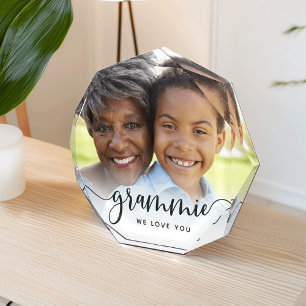 Grammie We Love You Grandma Script Overlay Photo Block