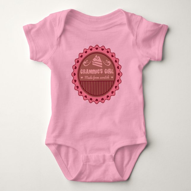Grammies Girl Made From Scratch Funny Baby Bodysuit (Front)