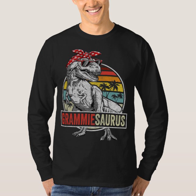Grammiesaurus T Rex Dinosaur Grammie Saurus Family T-Shirt (Front)