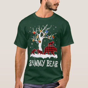 Grammy Bear Christmas Pajama Red Plaid Buffalo Fam T-Shirt