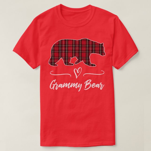 Grammy Bear Red Tartan Plaid Heart Fun Grandma Gif T-Shirt (Design Front)