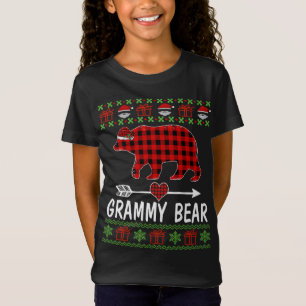 Grammy Bear Santa Red Plaid Family Pyjamas For Chr T-Shirt